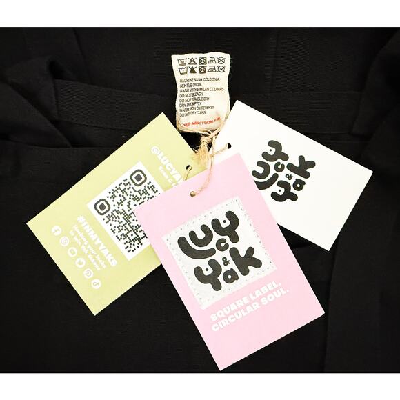 Lucy & Yak Womens Original Cotton Dungarees Overalls Black Front Bib Pockets NWT - Picture 15 of 15